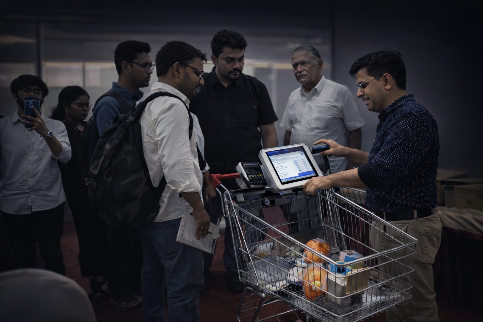 Customers using smart carts